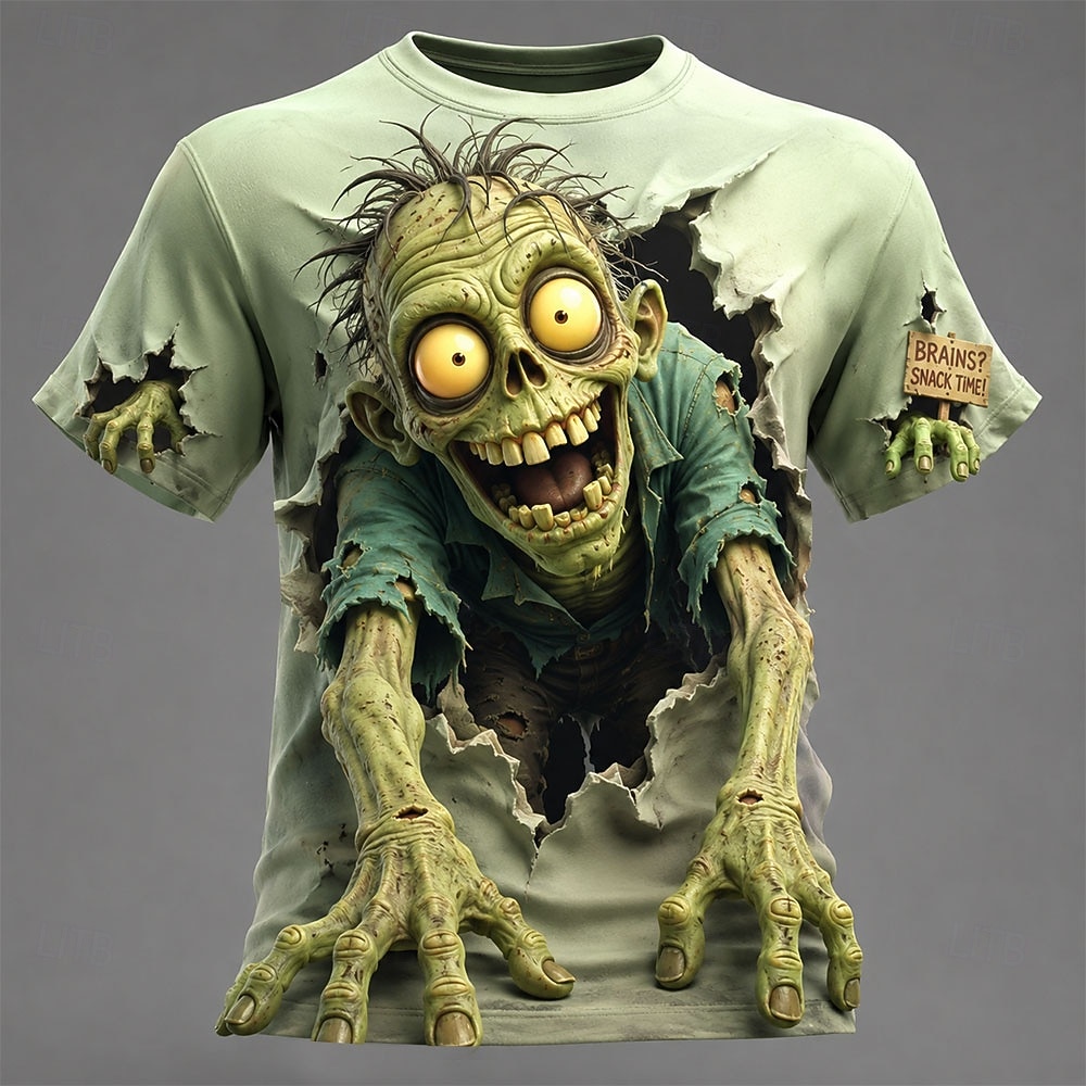 Zombie Snacks - 남성용 봄 여름 3D 프린트 크루넥