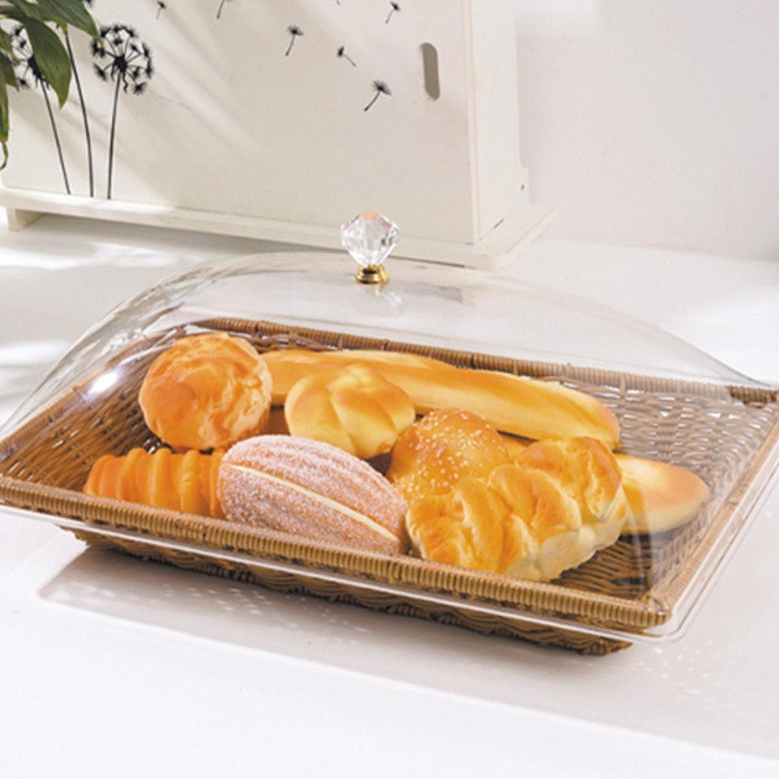 Food Snacks Basket - 아크릴 뚜껑이 있는 모조 라탄 직조