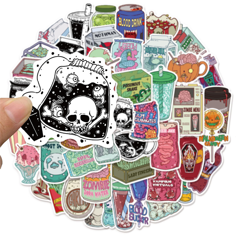 Zombie Snacks - 50PCS 좀비 음식 스티커 귀여운 공포