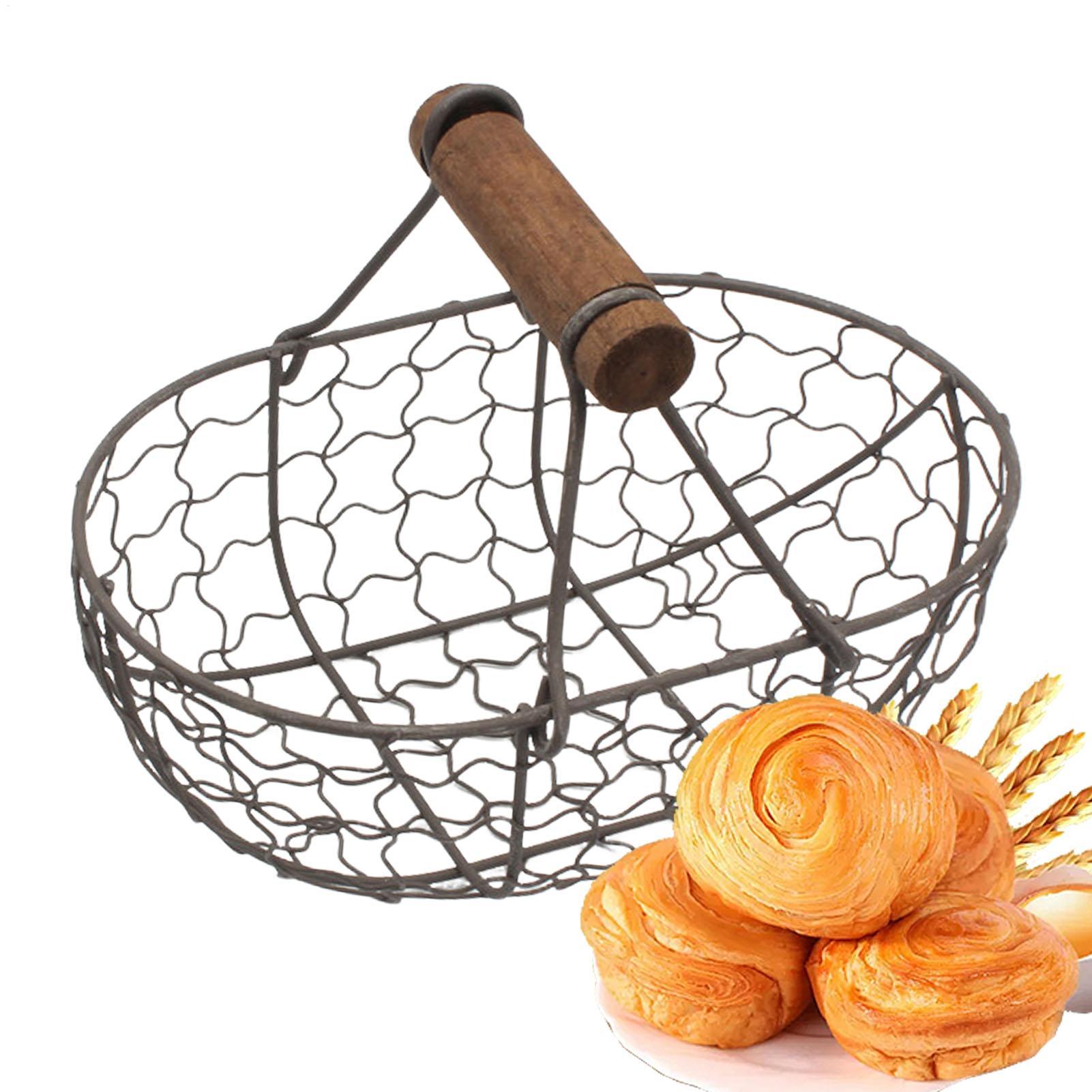 나무 손잡이가 달린 철제 수납 바구니, 간식 과일 접시 - Food Snacks Basket 리뷰 및 가격