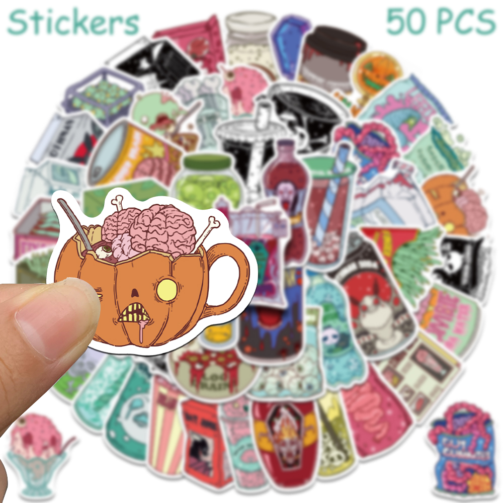 50개의 무서운 좀비 음식 스티커 데칼, 휴대폰, 노트 - Zombie Snacks 리뷰 및 가격