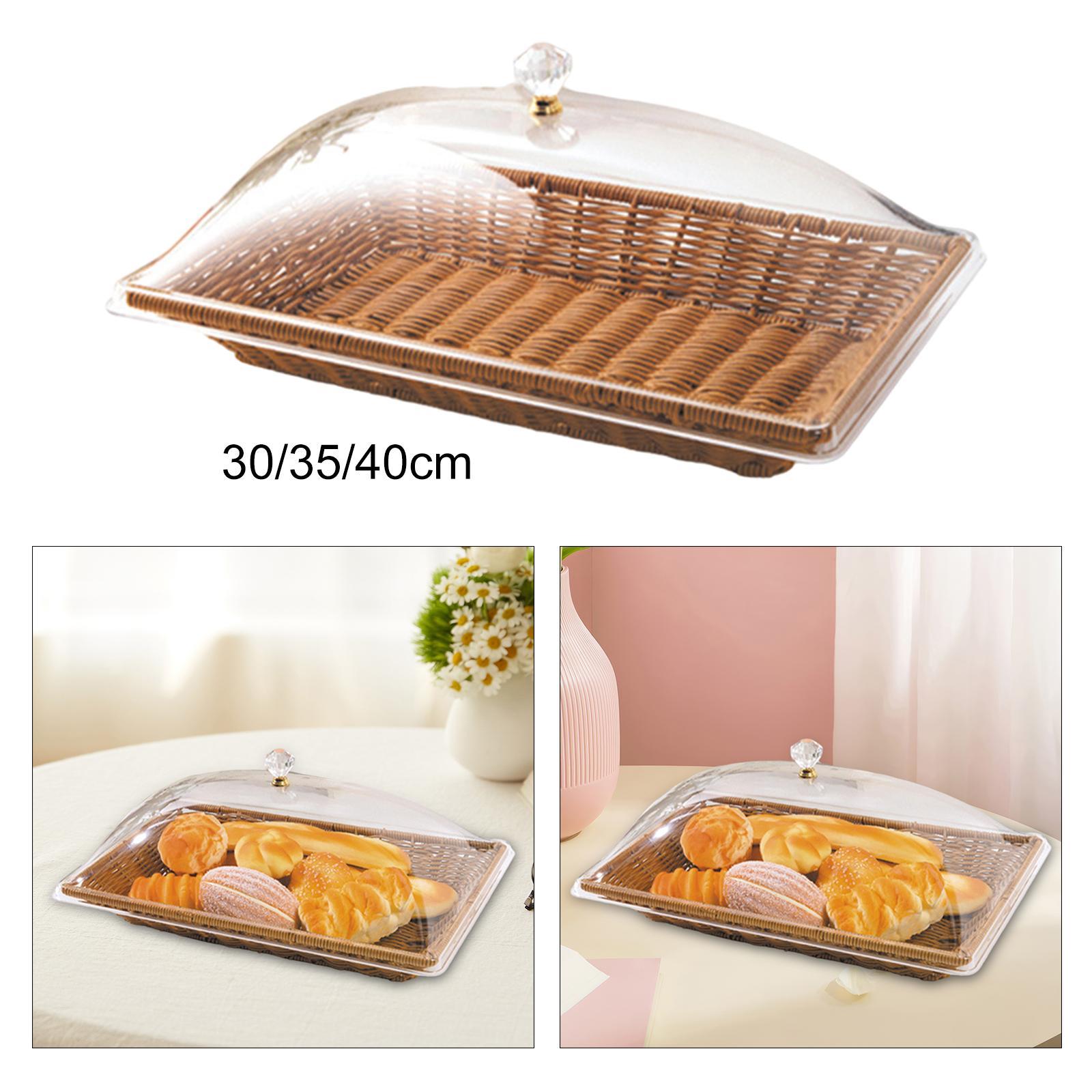 아크릴 뚜껑이 있는 모조 라탄 직조 빵 바구니, 스낵  - Food Snacks Basket 리뷰 및 가격
